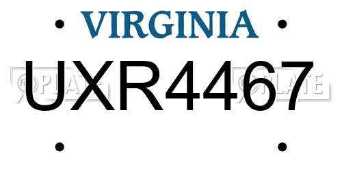 UXR4467 Virginia License Plate