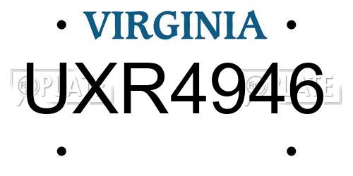 UXR4946 Virginia License Plate