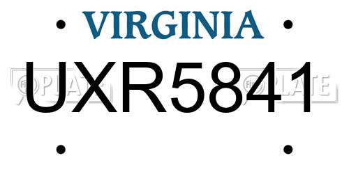 UXR5841 Virginia License Plate