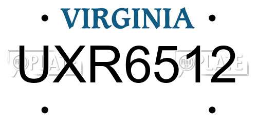 UXR6512 Virginia License Plate