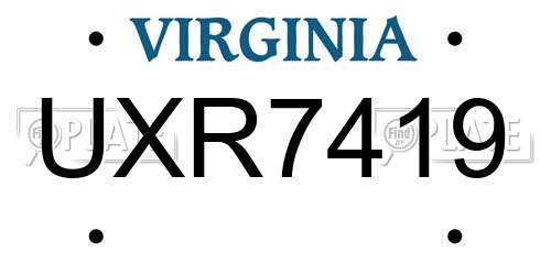 UXR7419 Virginia License Plate