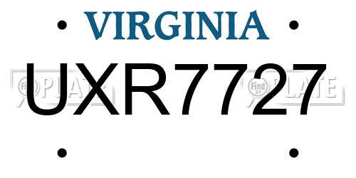 UXR7727 Virginia License Plate