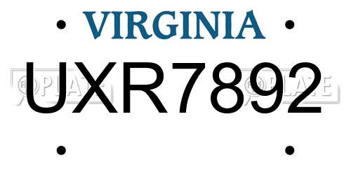 UXR7892 Virginia License Plate