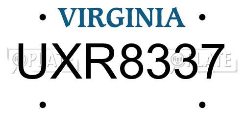 UXR8337 Virginia License Plate