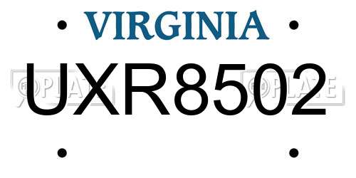 UXR8502 Virginia License Plate