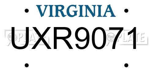 UXR9071 Virginia License Plate