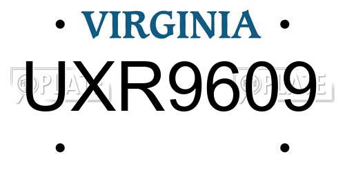 UXR9609 Virginia License Plate