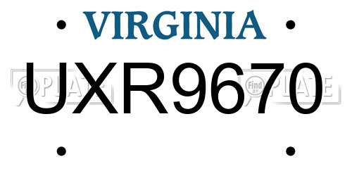 UXR9670 Virginia License Plate