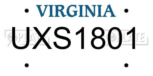 UXS1801 Virginia License Plate