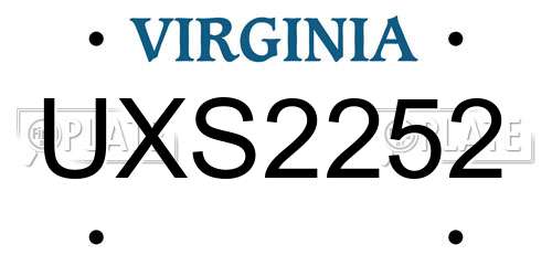 UXS2252 Virginia License Plate