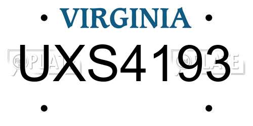 UXS4193 Virginia License Plate