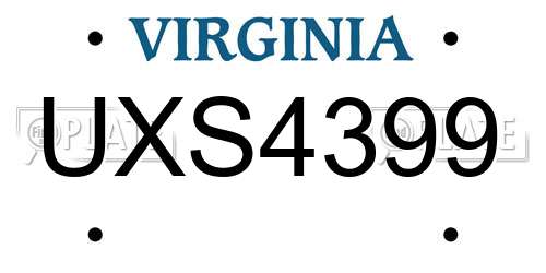 UXS4399 Virginia License Plate