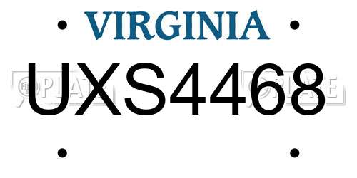 UXS4468 Virginia License Plate
