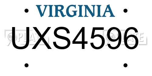 UXS4596 Virginia License Plate