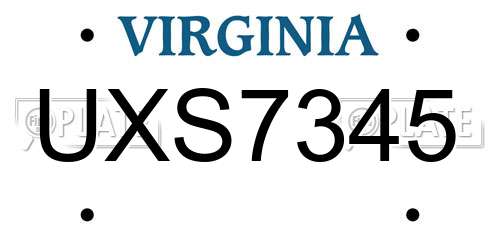 UXS7345 Virginia License Plate