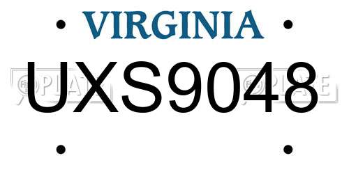 UXS9048 Virginia License Plate