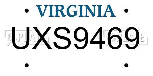 UXS9469 Virginia License Plate