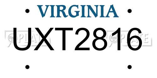 UXT2816 Virginia License Plate