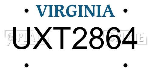UXT2864 Virginia License Plate