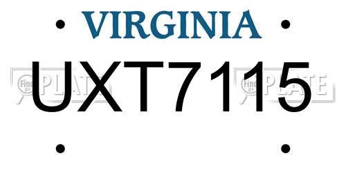 UXT7115 Virginia License Plate