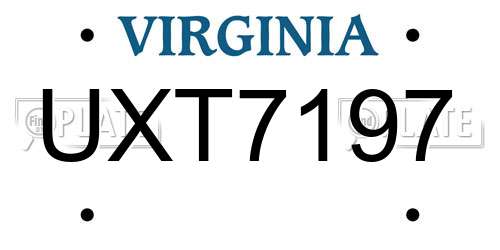 UXT7197 Virginia License Plate