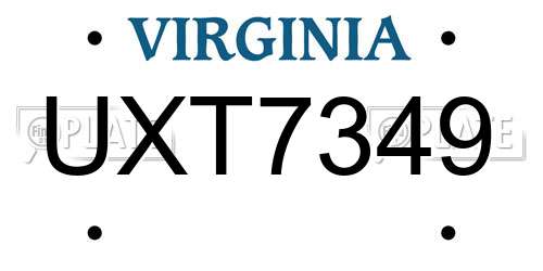 UXT7349 Virginia License Plate
