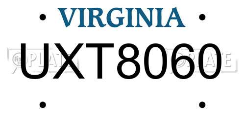 UXT8060 Virginia License Plate