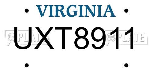 UXT8911 Virginia License Plate