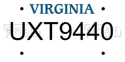 UXT9440 Virginia License Plate