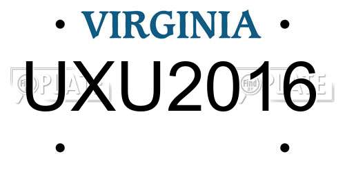 UXU2016 Virginia License Plate