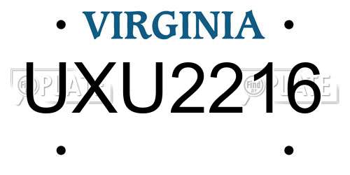 UXU2216 Virginia License Plate