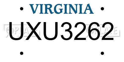 UXU3262 Virginia License Plate