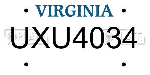 UXU4034 Virginia License Plate