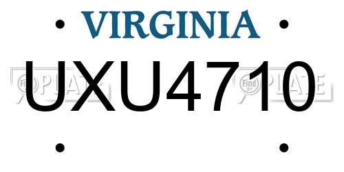 UXU4710 Virginia License Plate