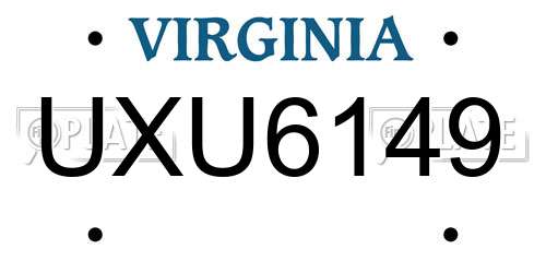 UXU6149 Virginia License Plate