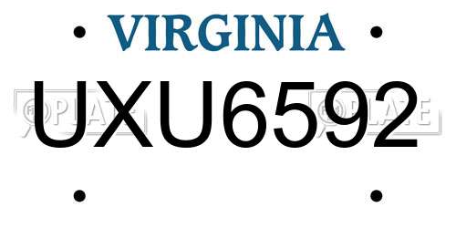 UXU6592 Virginia License Plate