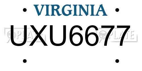 UXU6677 Virginia License Plate