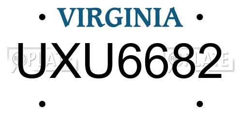 UXU6682 Virginia License Plate