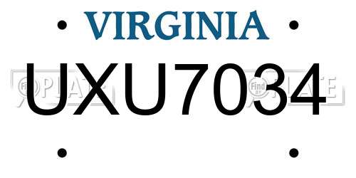 UXU7034 Virginia License Plate