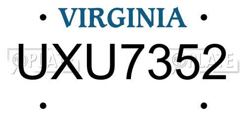 UXU7352 Virginia License Plate