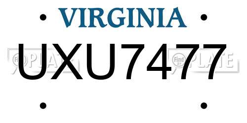 UXU7477 Virginia License Plate