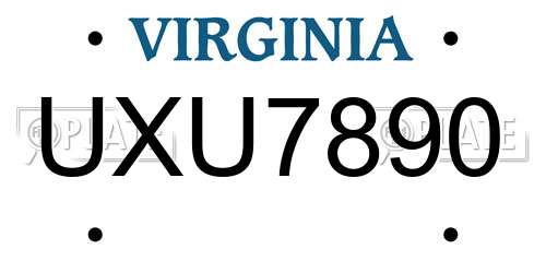 UXU7890 Virginia License Plate
