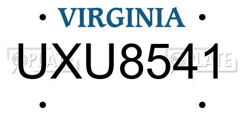 UXU8541 Virginia License Plate