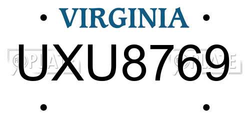 UXU8769 Virginia License Plate