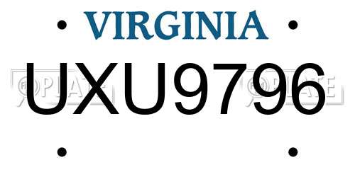 UXU9796 Virginia License Plate