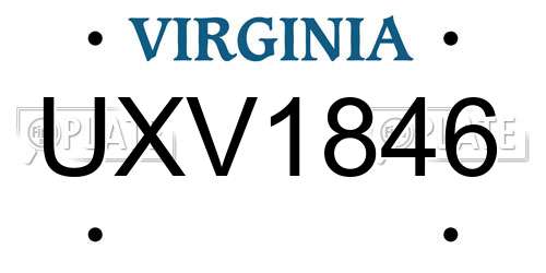 UXV1846 Virginia License Plate