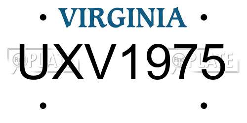 UXV1975 Virginia License Plate