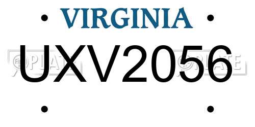 UXV2056 Virginia License Plate