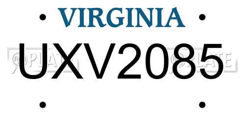 UXV2085 Virginia License Plate