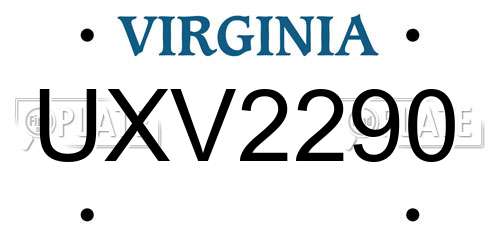 UXV2290 Virginia License Plate